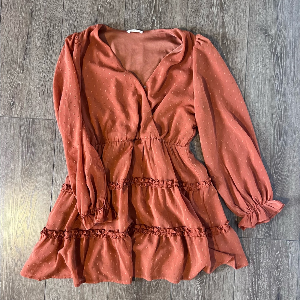 Altar’d State Rust Orange Long Sleeve Dress